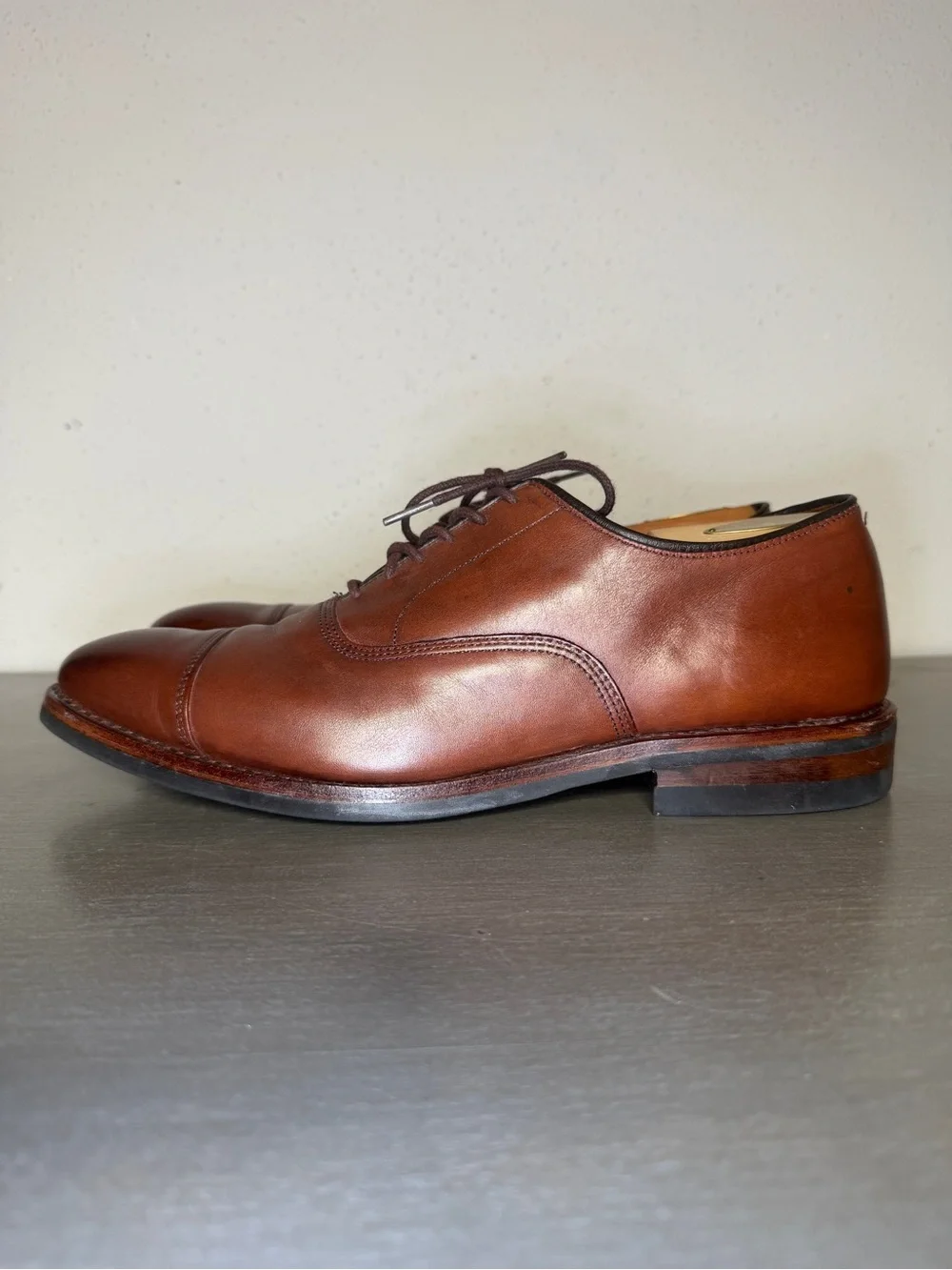 Allen Edmonds Park Avenue 10 D Brown Leather Cap Toe Oxfords Dainite Sole Shoes